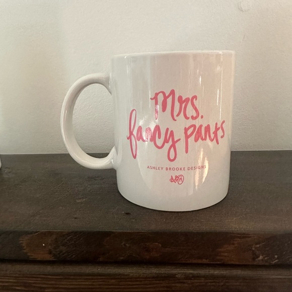 EUC Ashley Brooke Designs Mrs. Fancy Pants Mug Pink/White - Picture 4 of 4
